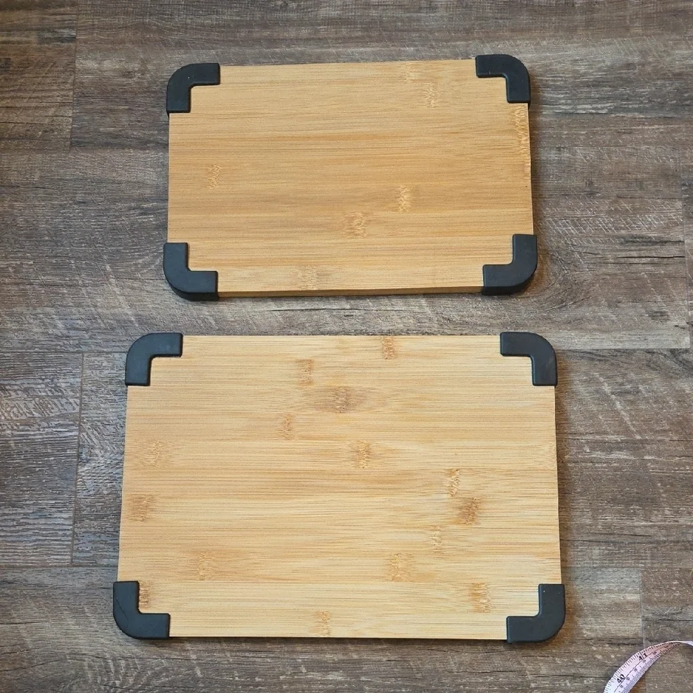 Bamboo Cutting Board Set with Black Accents New